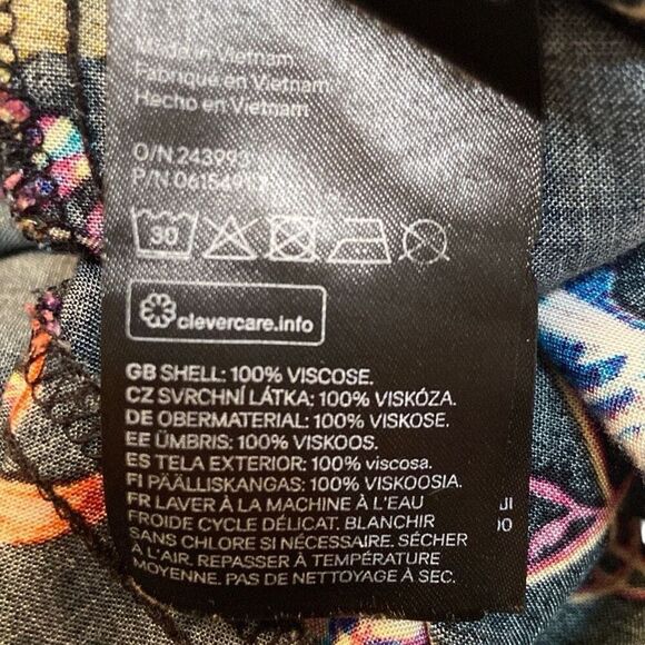 H&M Black with Colorful Floral Print Dress with Ruffle Sleeves Women Size 6 - Picture 12 of 12